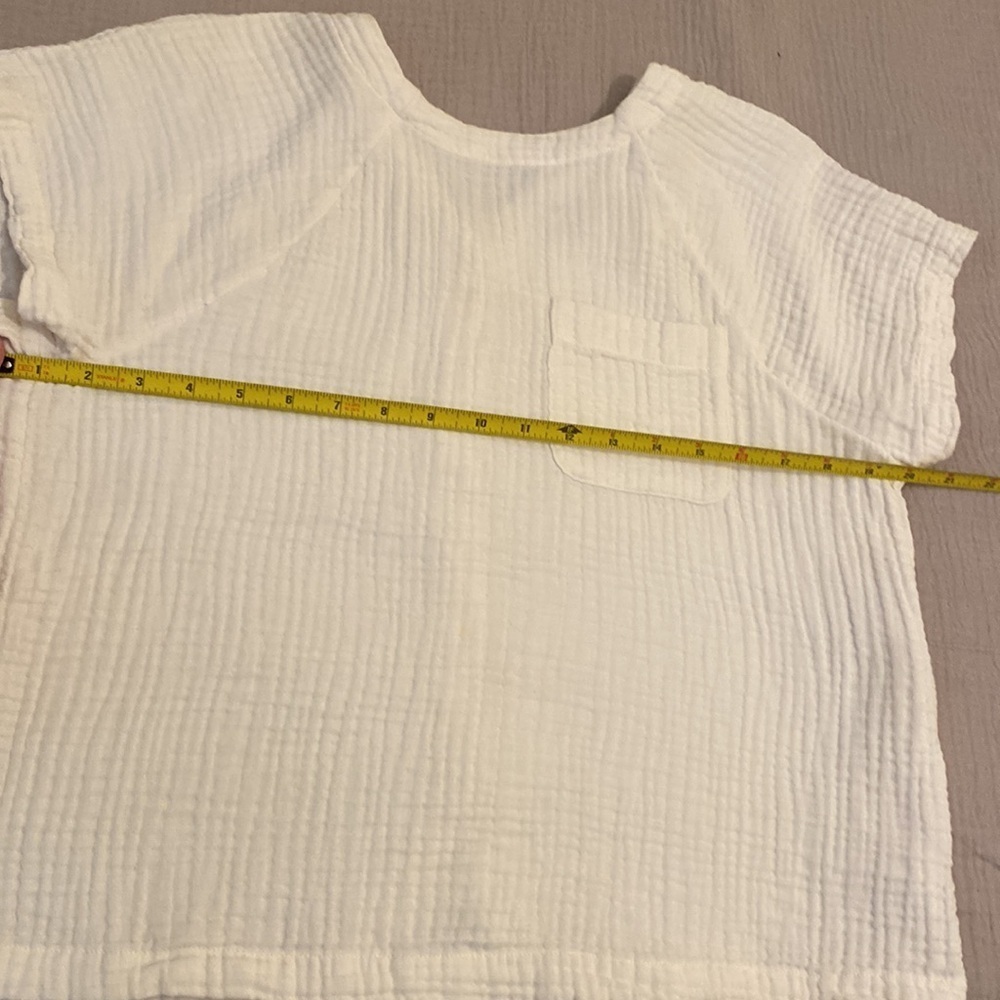 Madewell White Button-Up Short Sleeve Top. Size S. Style NE240 - Picture 8 of 8